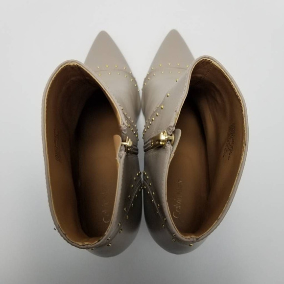 Calvin Klein Womens Grazia Ankle Boots Booties Beige Studded Pointed Toe 9.5 - Picture 9 of 12